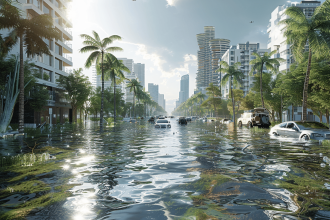 Simulation des côtes françaises submergées par la montée des eaux en 2050