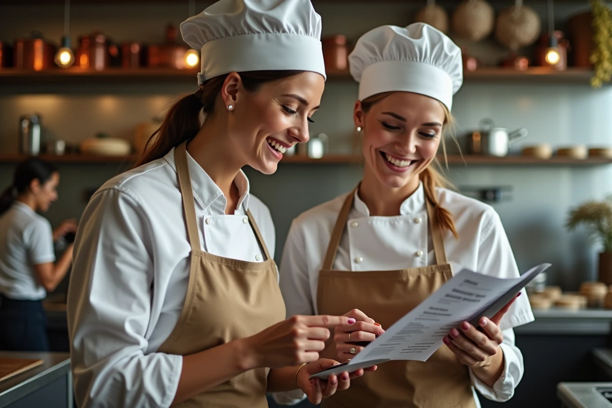 Deux animatrices d'atelier cuisine analysant la rentabilité de leurs activités proposées sur Funbooker