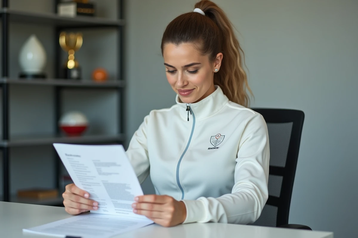 Candidate animatrice sportive relisant son CV avant de postuler à une offre d'emploi