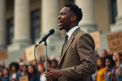 Chanteur noir passionne lors d un rassemblement civil rights