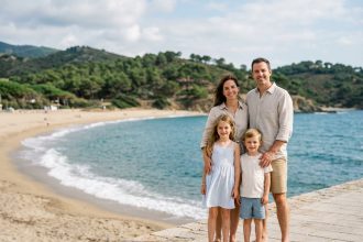 Famille profitant d'une journée ensoleillée à la plage à Argelès-sur-Mer