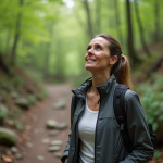 Femme en plein air dans une forêt au printemps pour l'article