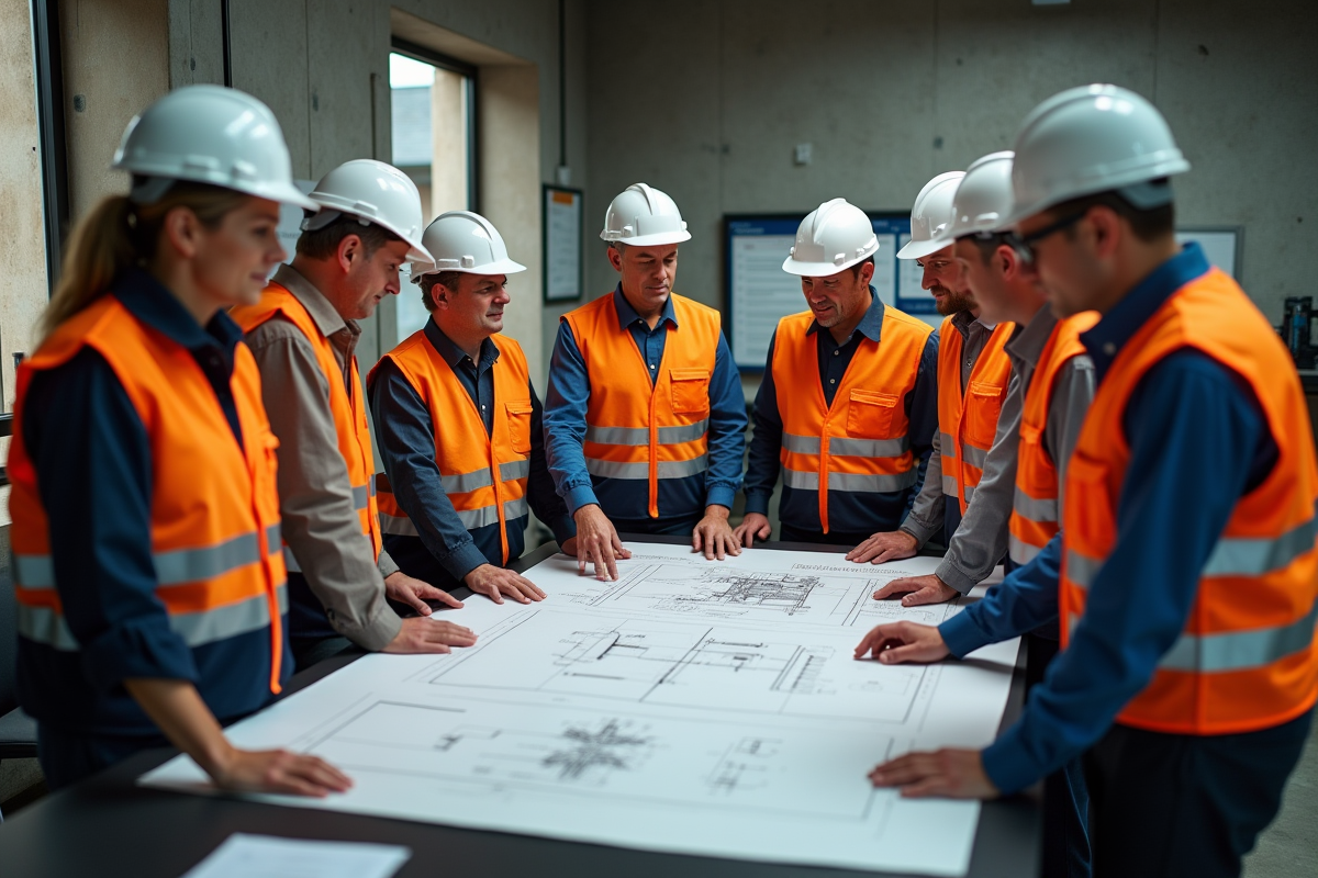 Groupe de travailleurs en formation autour d