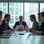 Groupe de professionnels en réunion dans un bureau moderne