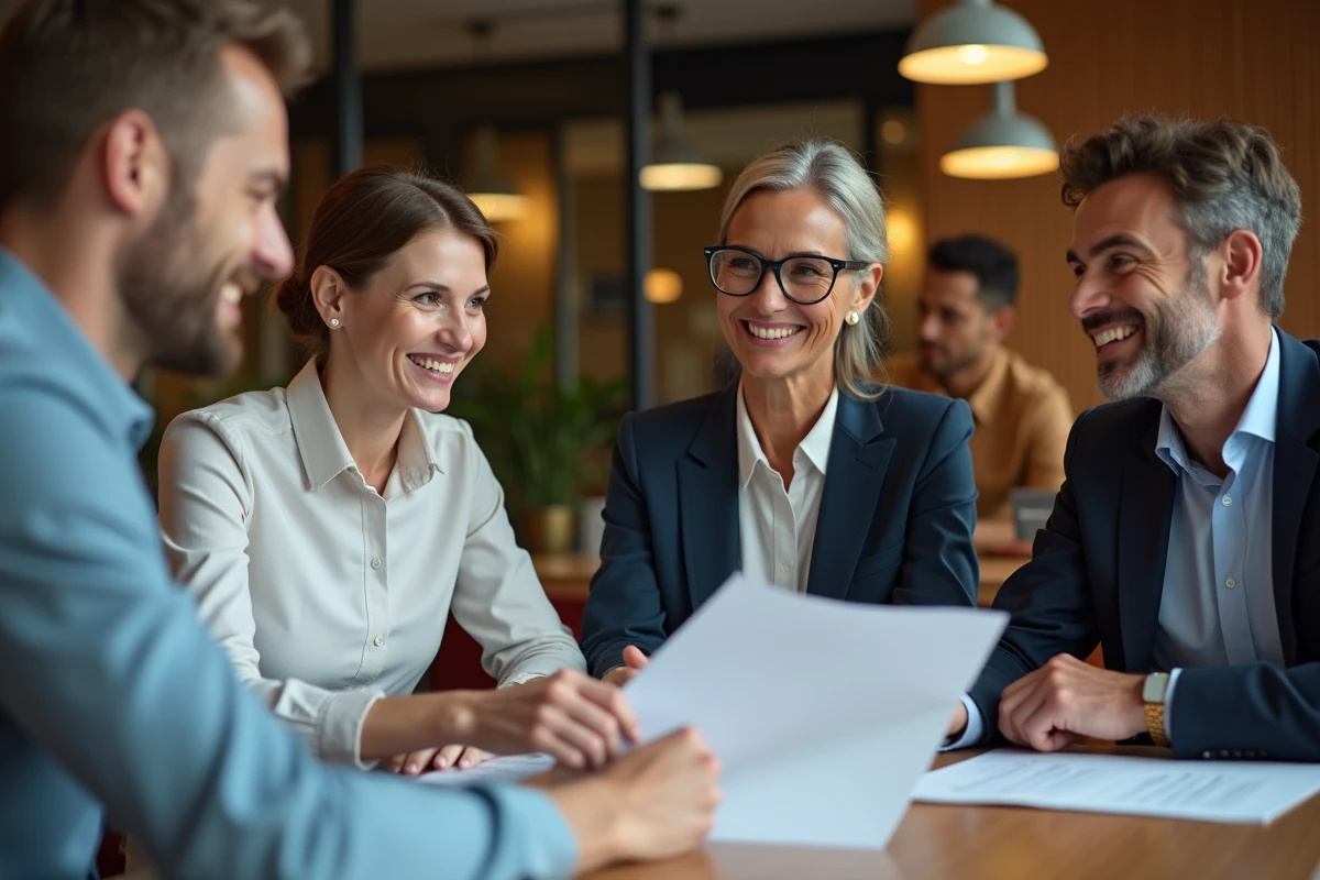 Groupe de professionnels collaborant dans un bureau moderne