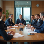 Groupe de professionnels en réunion de travail