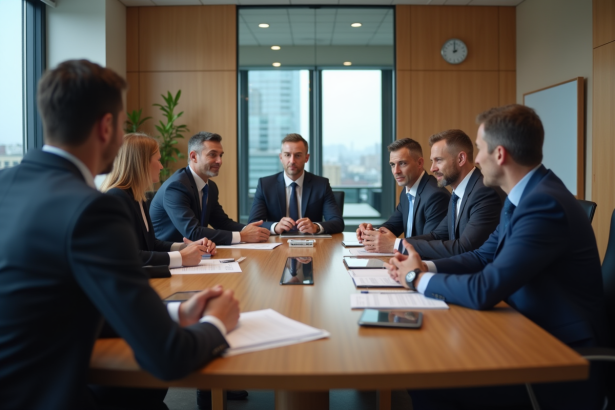 Groupe de professionnels en réunion de travail