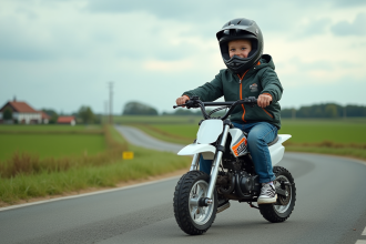 Adolescent en motocross sur une Yamaha Piwi 50 en campagne