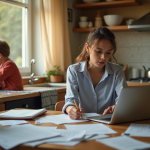 Jeune professionnelle stressée au travail à la maison
