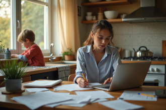 Jeune professionnelle stressée au travail à la maison