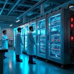 ordinateur quantique dans un laboratoire moderne et lumineux