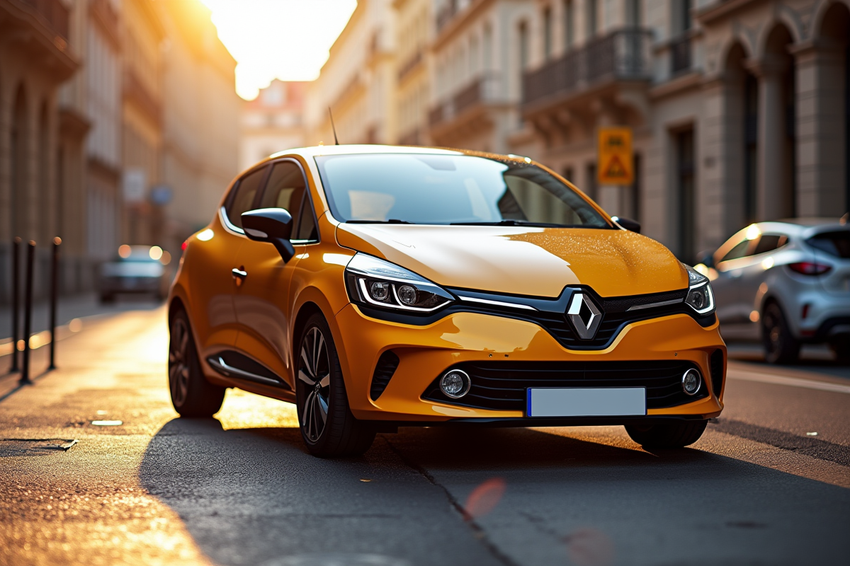 Renault Clio 2 V6 stationnée sur une rue ensoleillée